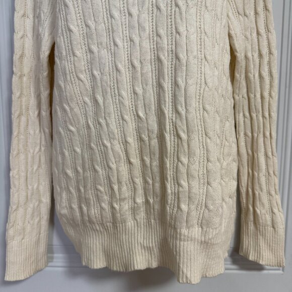 St.‎ John's Bay Classic Cream Cable Knit Turtleneck Sweater  SZ Large Beige - Picture 7 of 7